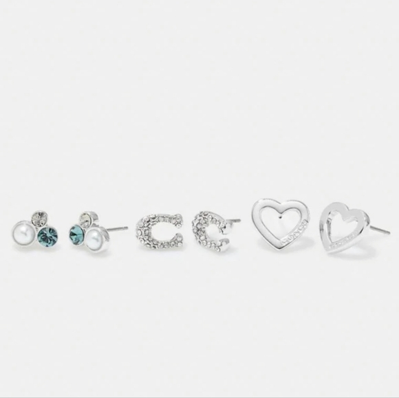 Coach 3 Earrings Set - Cluster, Heart and C - Picture 4 of 4